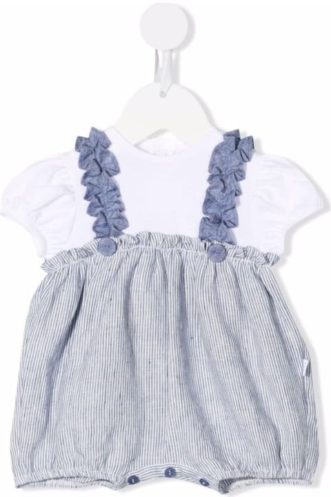 White And Blue Striped Cotton And Linen Onesie