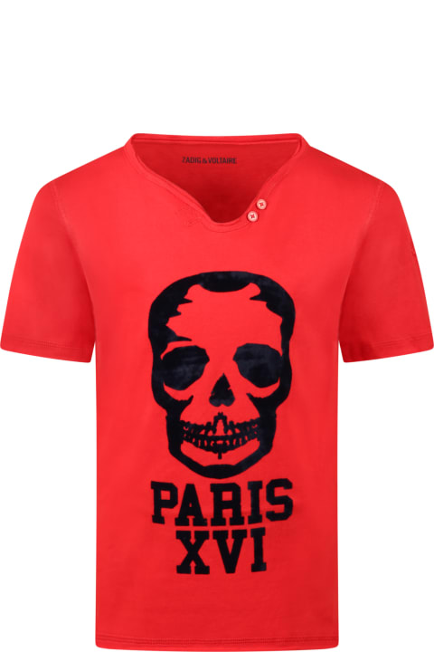 Red T-shirt For Boy With Skull