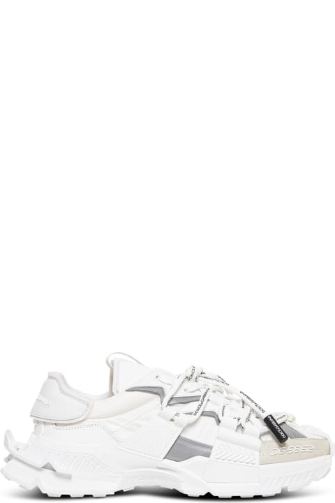 Dolce & Gabbana White Mix Of Materials Space Sneakers - Blue