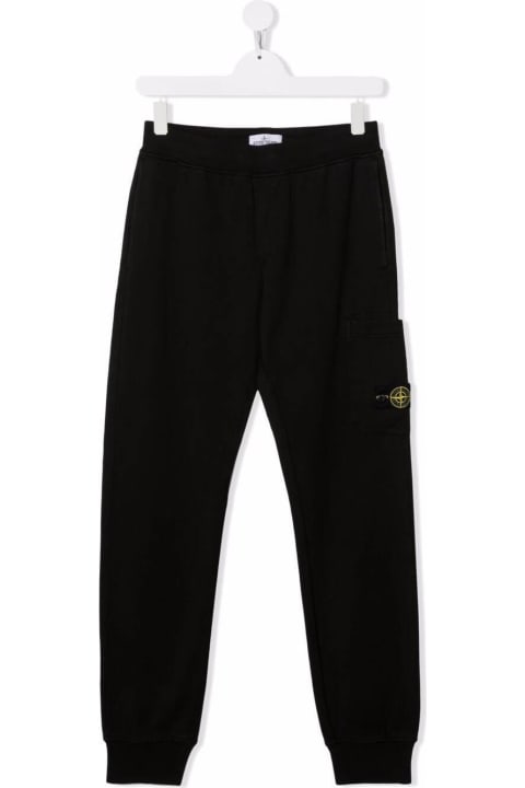 Black Cotton Joggers With Logo