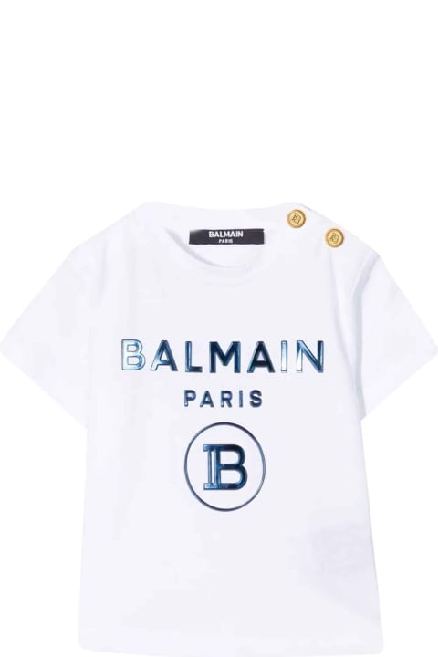 White Baby T-shirt With Blue Print