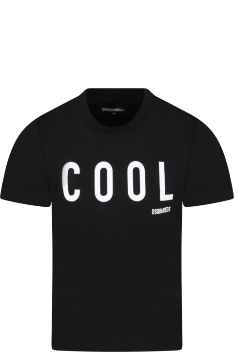Black T-shirt For Kids With White Logo