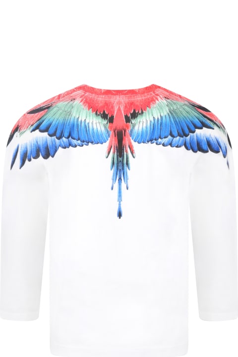 Marcelo Burlon White T-shirt For Kids With Iconic Wings - Nero