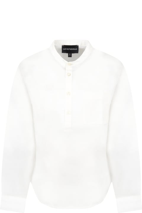 Armani Collezioni White Shirt For Boy - Black
