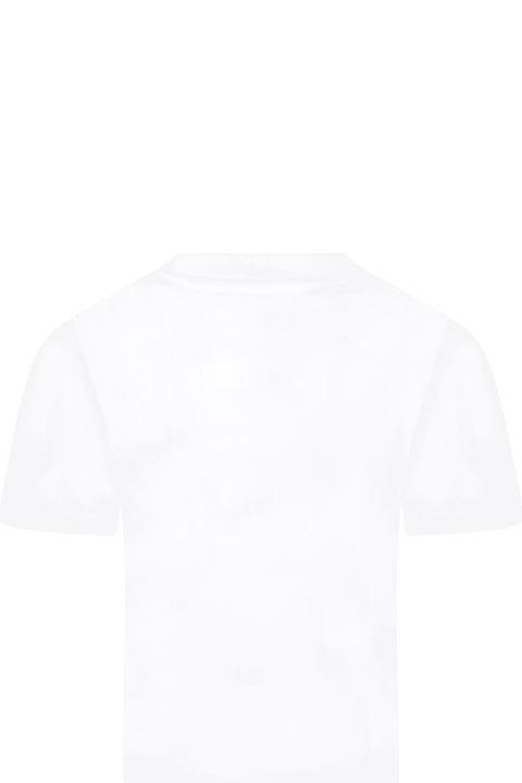 Moschino White T-shirt For Kids With Smile - Panna
