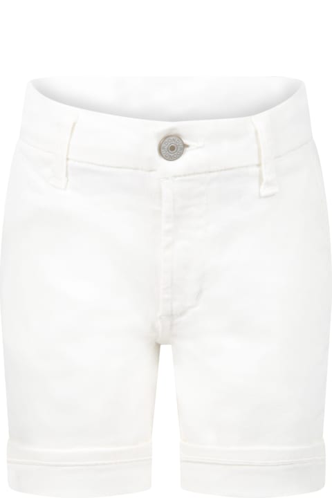 Dondup White Shorts For Kids With Patch Logo