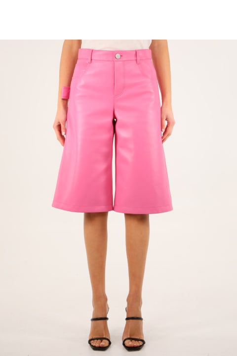 Pink Leather Bermuda Shorts