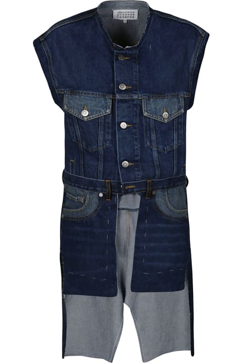 Asymmetric Sleeveless Denim Gilet