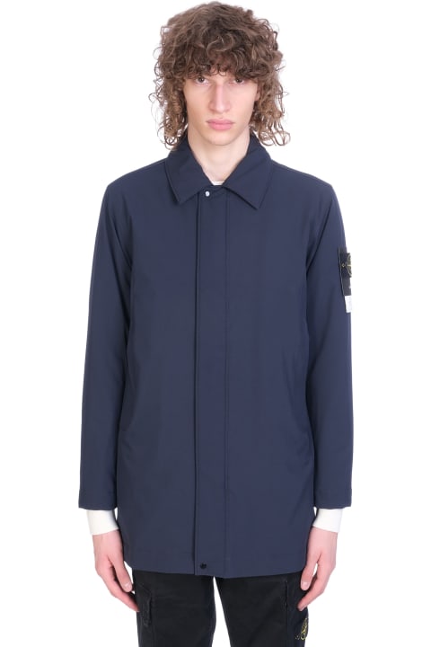 Stone Island Casual Jacket In Blue Polyester - white