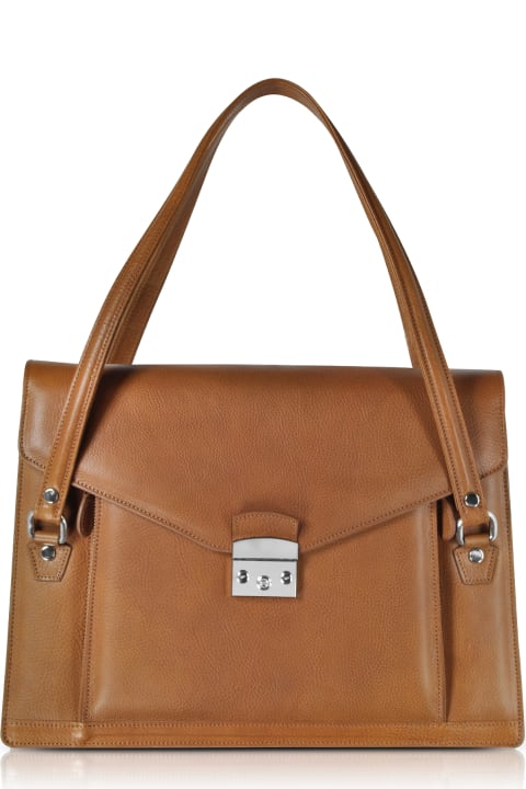 Double Compartment Calf Leather Women's Briefcase