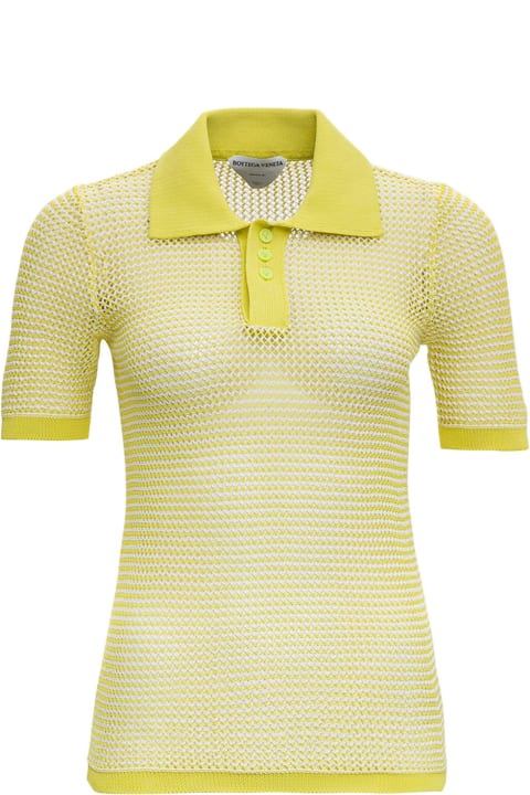 Polo T-shirt In Lime Knitted Mesh
