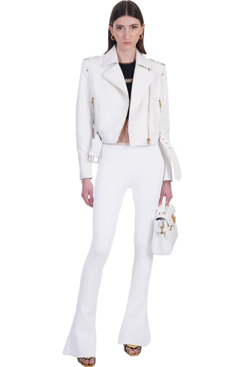 Biker Jacket In White Leather