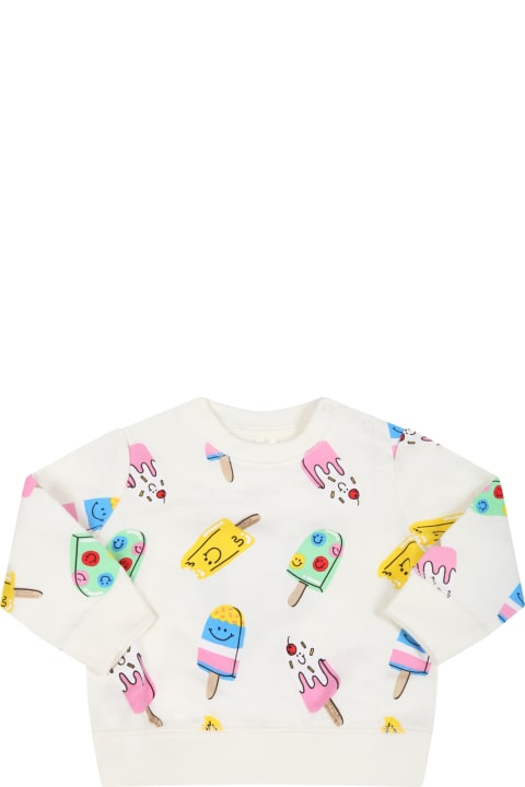 Stella McCartney Kids Ivory Sweatshirt For Baby Girl With Ice Creams - Multicolor