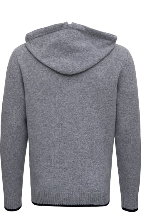 The Seafarer Grey Wool And Cashmere Hoodie With Logo - Blue