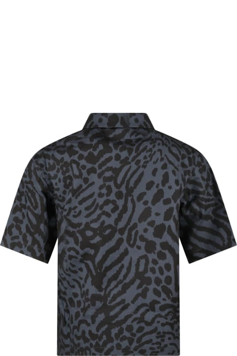 Kenzo Kids Grey Shirt For Boy With Tigers - Blu