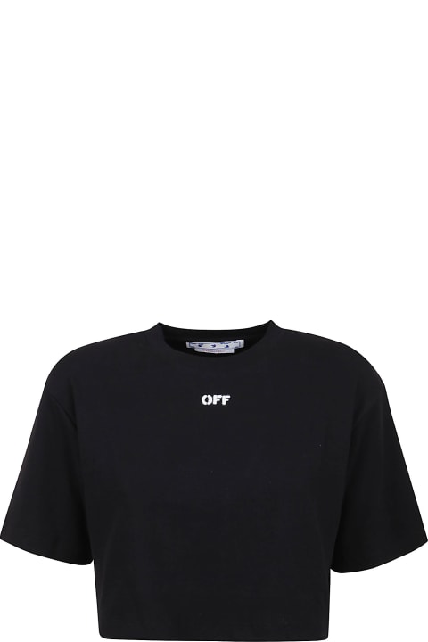 Off-White Off Stamp Ribbed Cropped Tee - Blue white