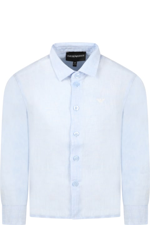 Armani Collezioni Light-blue Shirt For Boy With Eagle - Black