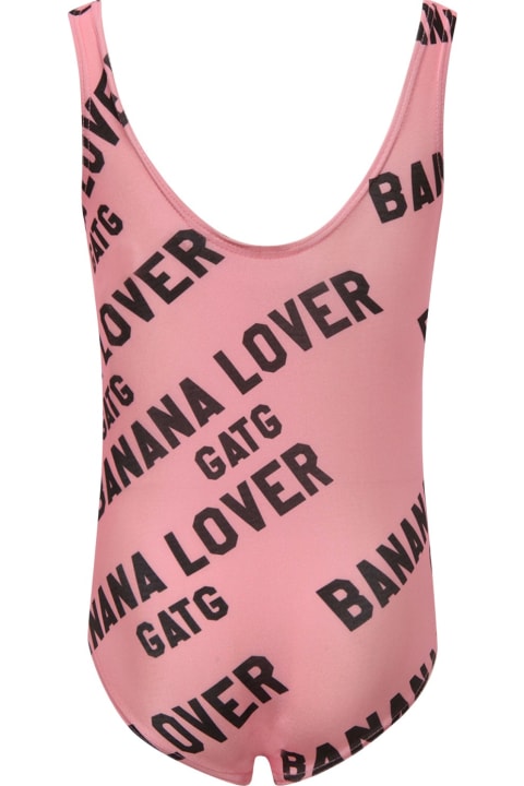 Pink "banana Lover" Swimsuit For Girl