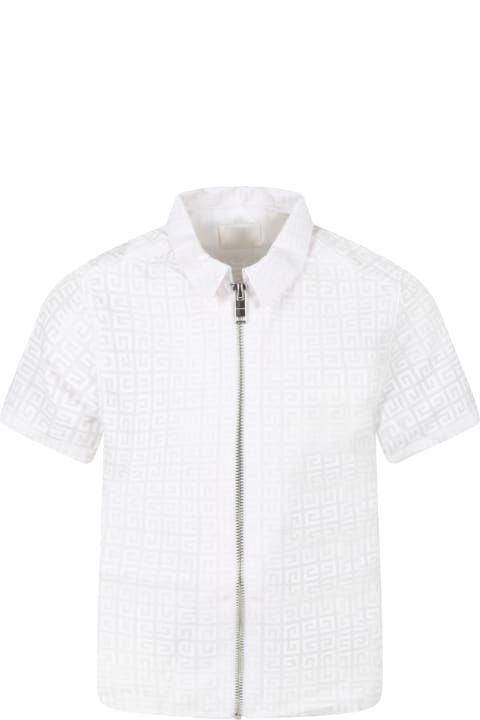 Givenchy White Shirt For Kids With Logos - Black
