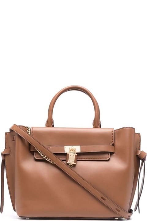Hamilton Legacy Lg Belted Satchel In Solid Shiny Polished Leather