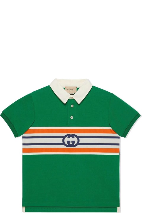 Gucci Green Cotton Jersey Polo - Orange