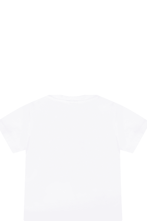 Stella McCartney Kids White T-shirt For Babykids With Ice Cream - Fuchsia
