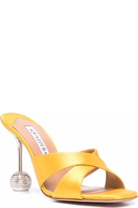 Yes Darling Mules In Yellow Satin