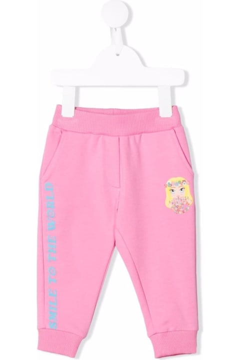 Pink Cotton Jogger With Mascot Print