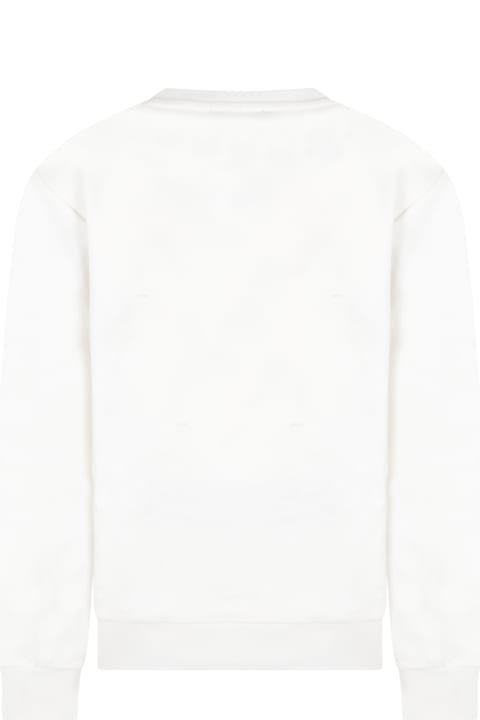 White Sweatshirt For Boy With Logo