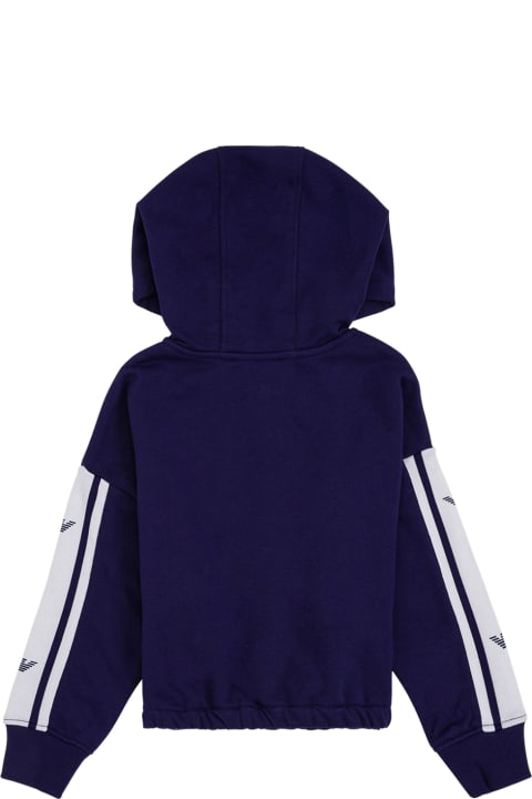 Emporio Armani Blue Cotton Hoodie With Logo - Blu
