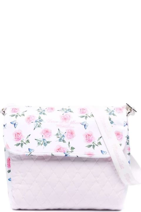 Monnalisa Changing Bag With Floral Print - Panna