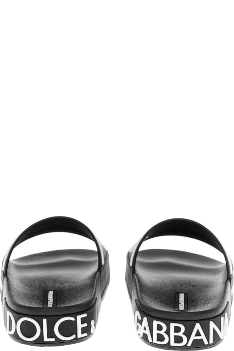 Dolce & Gabbana Black Slide Rubber Sandals With Logo - Leo