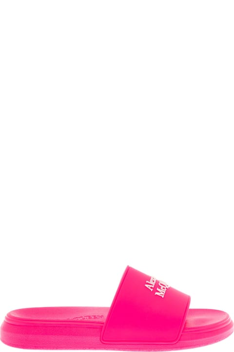Alexander Mcqueen Women's Pink Rubber Slide Sandals