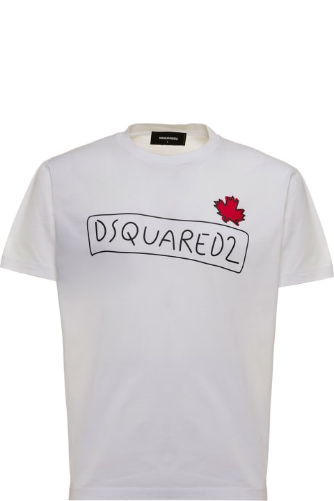 Dsquared2 White Cotton T-shirt With Logo Print