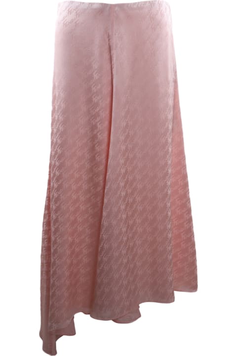 Silk Skirt With All-over Jacquard Logo Print