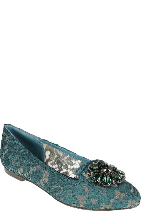 Crystal Embellished Floral Lace Slippers