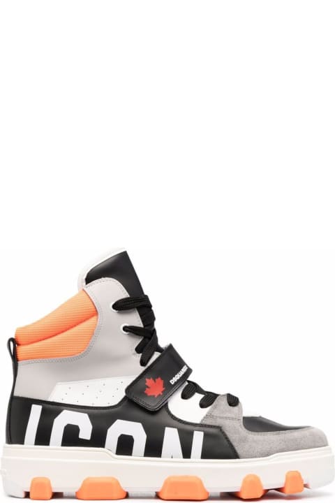 D-squared2 Man's High Top Basket Multicolor Sneaker With Logo
