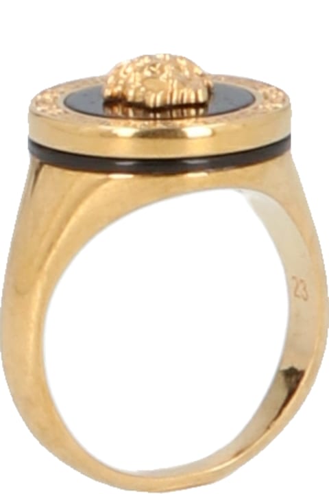 Versace 'medusa' Ring - Nero/oro versace