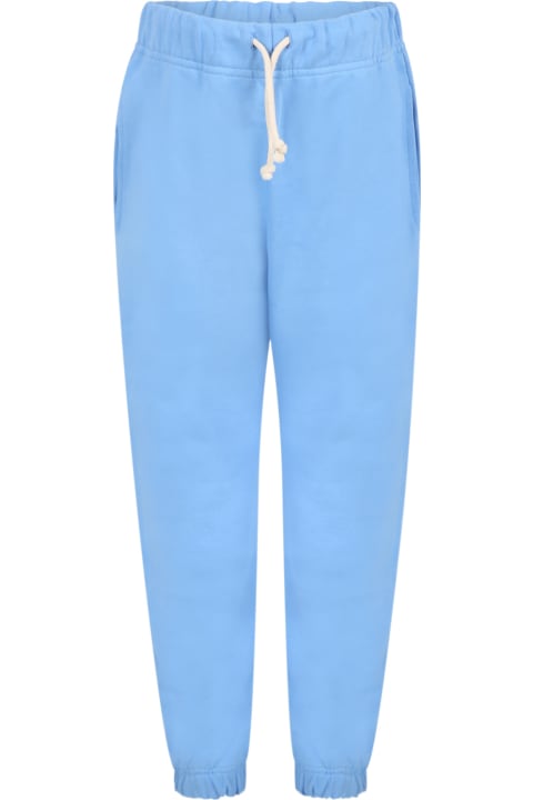 Light-blue Sweatspants For Kids With White Logo