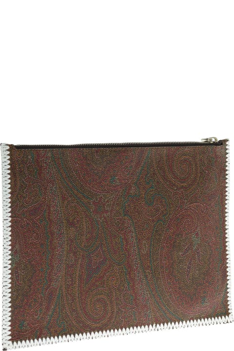Paisley Printed Clutch Bag With Logo