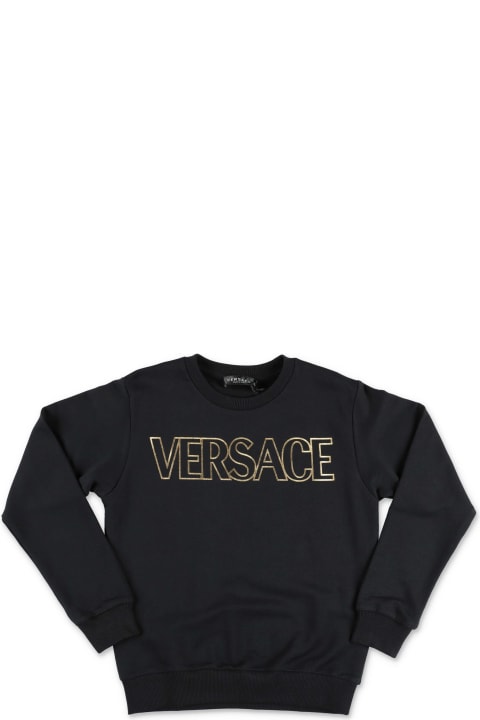 Versace Felpa Nera In Cotone - Nero e Bianco