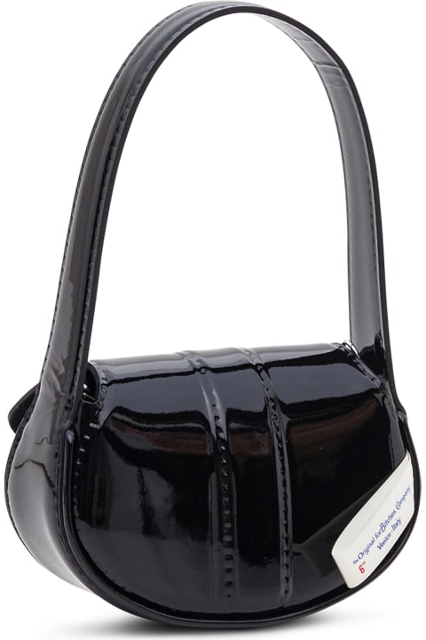 High Frequency Laminate Handbag In Black Patent Leather