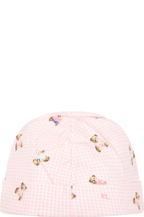 Ralph Lauren Multicolor Hat For Baby Girl With Bears - Blue
