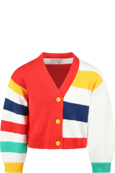 Stella McCartney Kids Multicolor Cardigan For Girl With Yellow Buttons - Nero