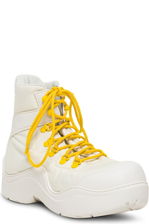 Bottega Veneta Puddle Bomber White Nylon Boots - Yellow