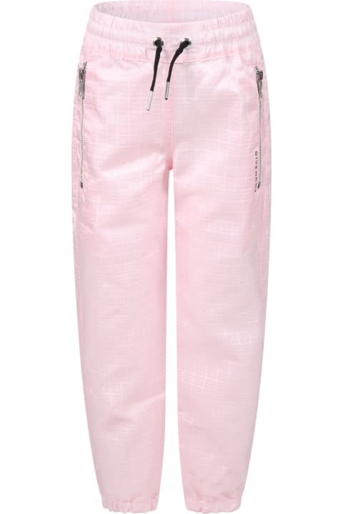 Givenchy Pink Trousers For Girl With Black Logo - Black