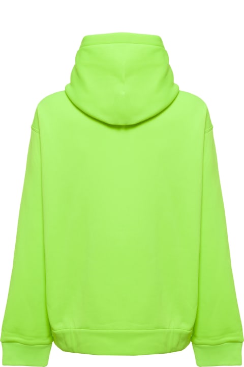 Green Fluo Jersey Hoodie With Logo
