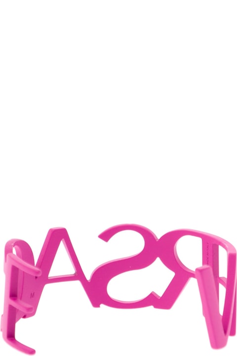 Versace Woman's Pink Metal Bracelet With Logo