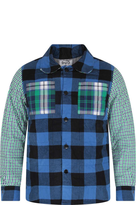 Multicolor Checked For Boy Shirt With White Logo