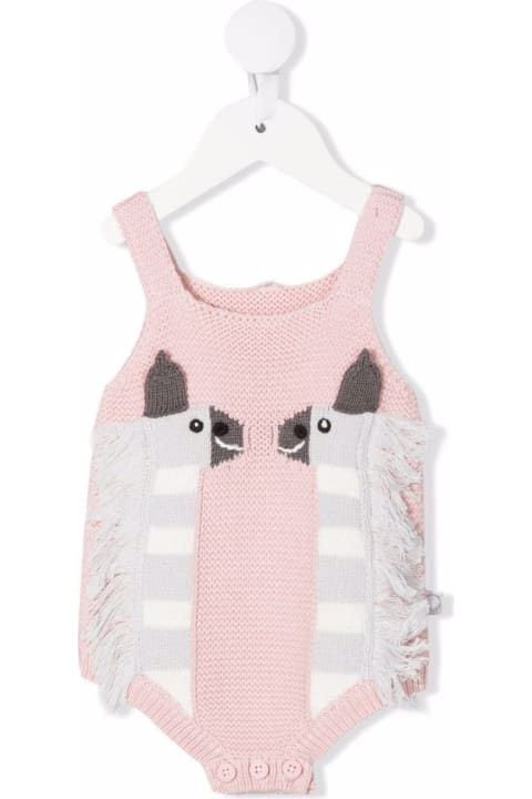 Stella McCartney Kids Pink Wool And Cotton Onesie With Blade Detail - Multicolor